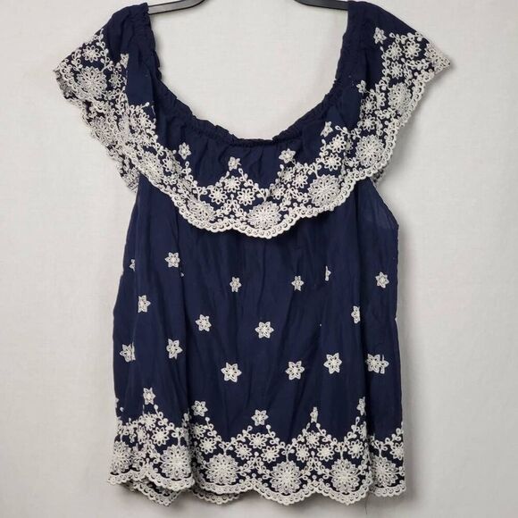 Maurices 3x Plus Navy Blue Blouse Top - Picture 2 of 5